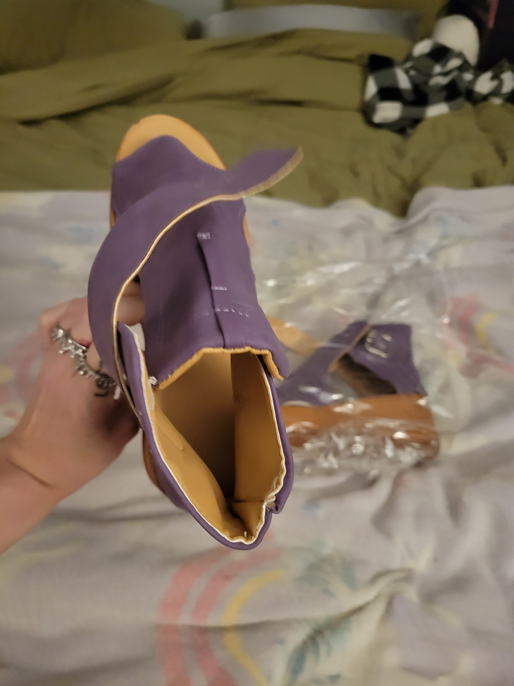 Lavender Platform Wedge Sandals with Ankle Strap - Picture 4 of 6